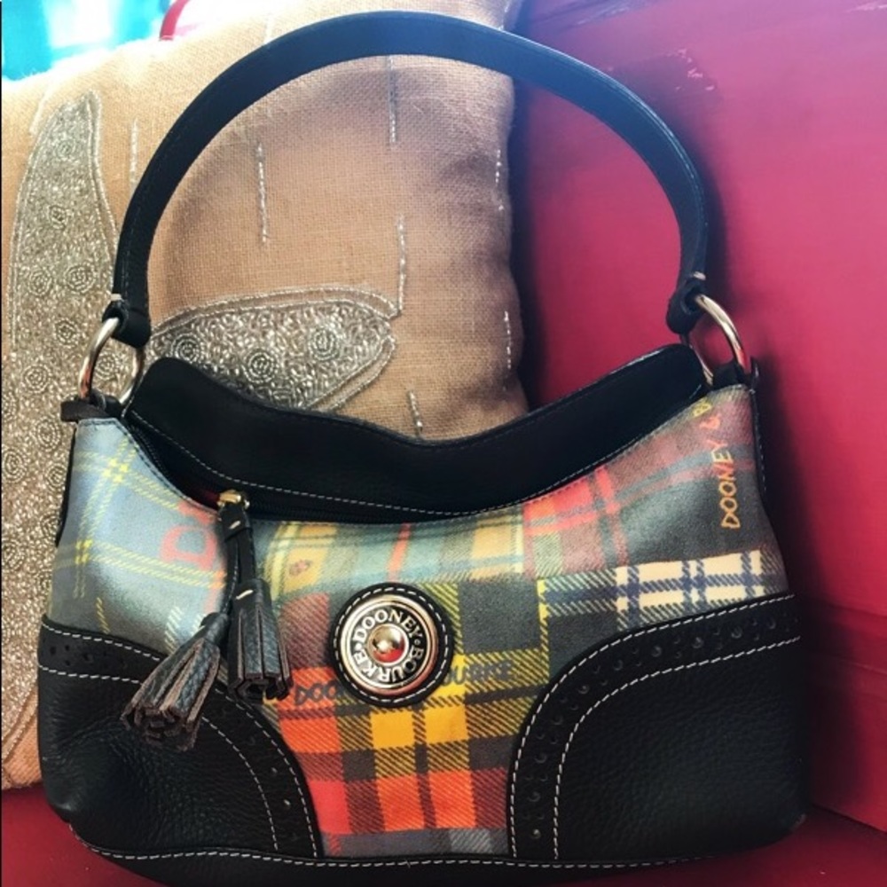 Dooney and Bourke ladybug plaid leather handbag
